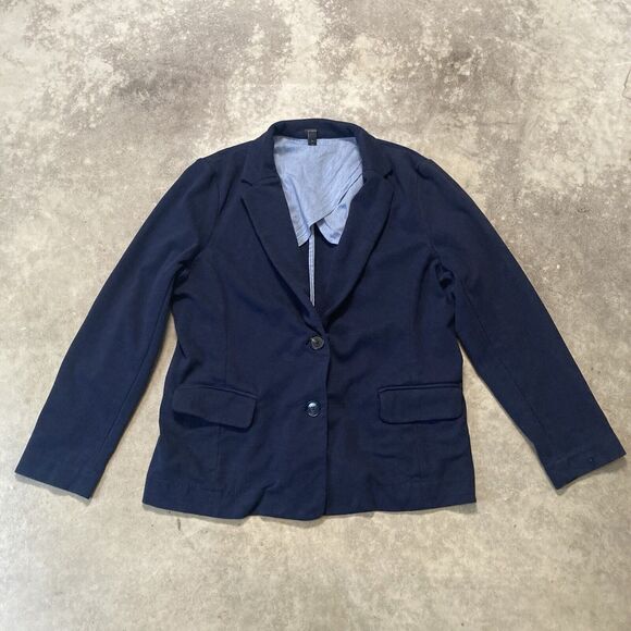 J. Crew Maritime Blazer Womens Large Jacket Navy Blue Single Breasted Office - Picture 1 of 9